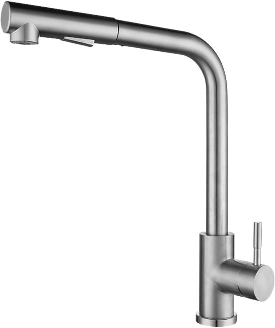 Küchenarmatur Waschbeckenarmatur Küchenarmaturen Badezimmerarmatur Küchenarmatur Aus Edelstahl Mit Ausziehbarem Auslauf, Einhebelmischer, Flachem
