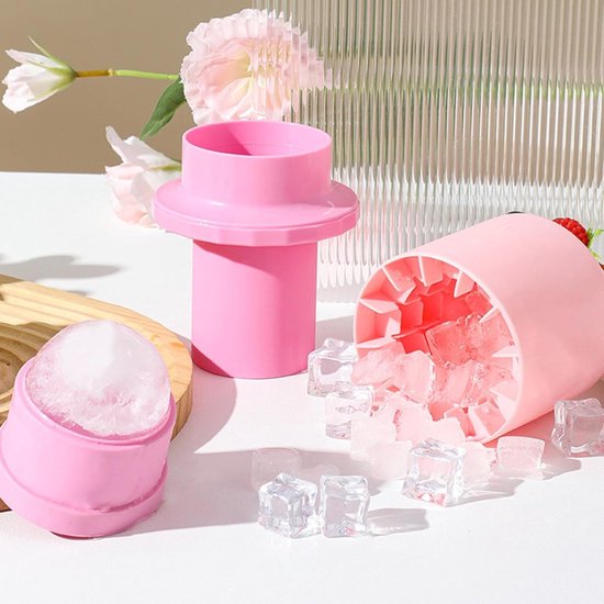 Pinkfarbener Multifunktionaler Silikon-eiswürfelbecher Hitze Und Kältebeständig Von 20 Bis 150 Grad Kompakter Reisebecher Mit Eiswürfelform Für
