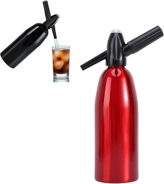 1-liter-soda-siphon 33 X 9 5 Cm Aluminium-soda-siphonflasche Bereiten Sie Ihre Eigenen Erfrischungsgetränke Mojitos Gin-soda Und Weinsoda Manuell Rot