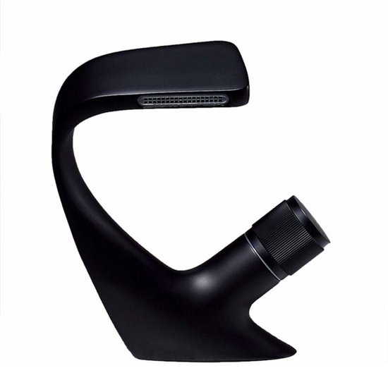 Für Badezimmerarmaturen, Moderne Schwarze Wasserfall Waschtischarmatur Aus Messing, Waschtischmischer, Keramikventil, Warm Und Kaltwasseranschlus