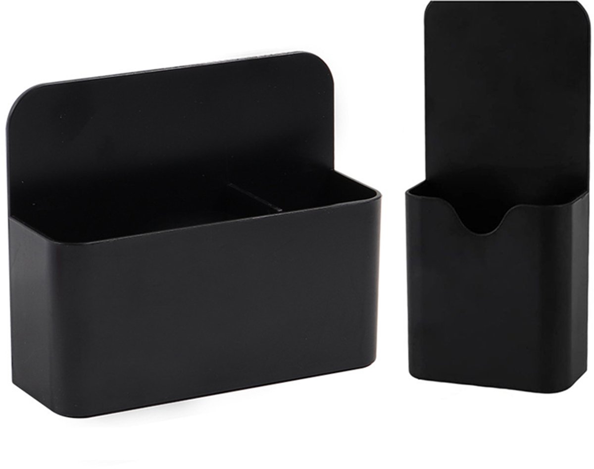 Lot 2 Plateaux Magnétiques Pour Stylos - 12x10x4cm - Abs - Pour Réfrigérateur/tableau Blanc - Noir