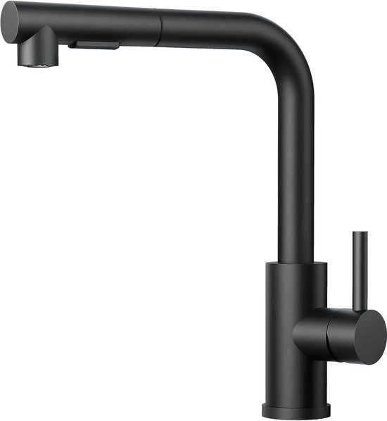 Küchenarmatur Schwarze Küchenarmatur Ausziehbares Design Zwei Strahlarten & 360° Drehbar L Förmige Einhebelarmatur Aus Edelstahl Warm Und Kaltwas