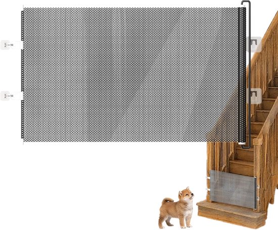 Einziehbares Hundegitter Sicherheitsgitter Für Tiere Sicherer Zugang Bohrfreie Montage 125 Cm Länge Schwarz