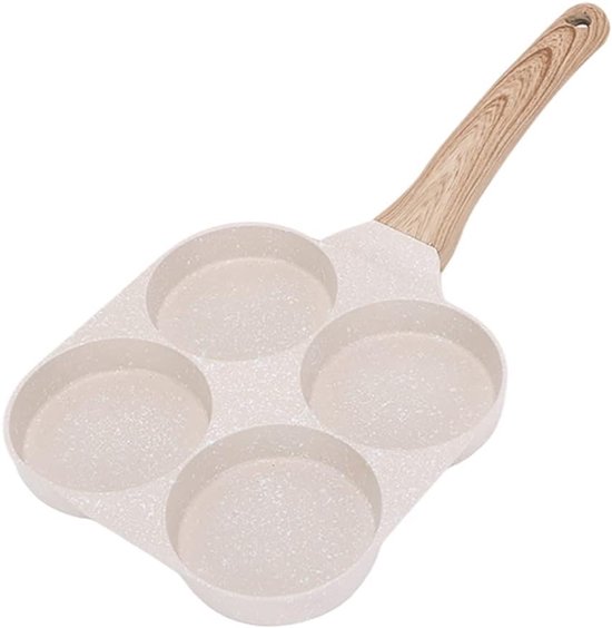 Pfannkuchenpfanne, Induktionsgeeignet, 4-loch-pfanne, Antihaftbeschichtet, Aluminium, Fürs Frühstück, Weiß