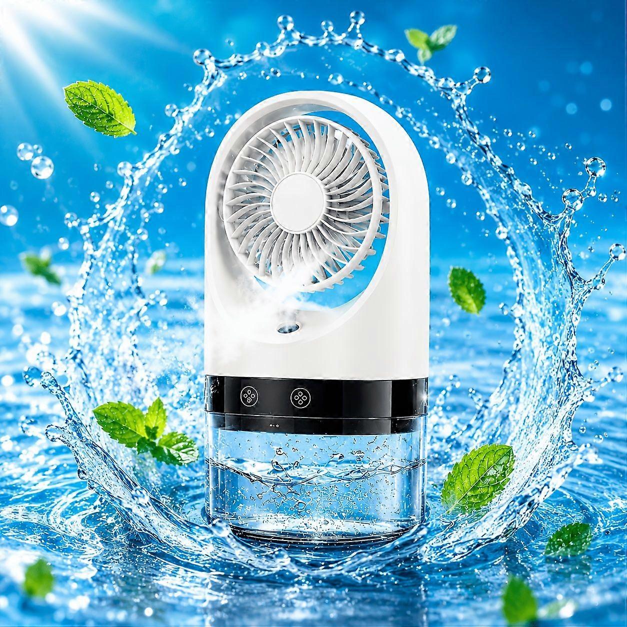 Tischventilator Mit Luftbefeuchter, Usb-aufladbar, Großer Wassertank, Leiser Betrieb, Starker Luftstrom Für Büro, Zuhause, Studentenwohnheim