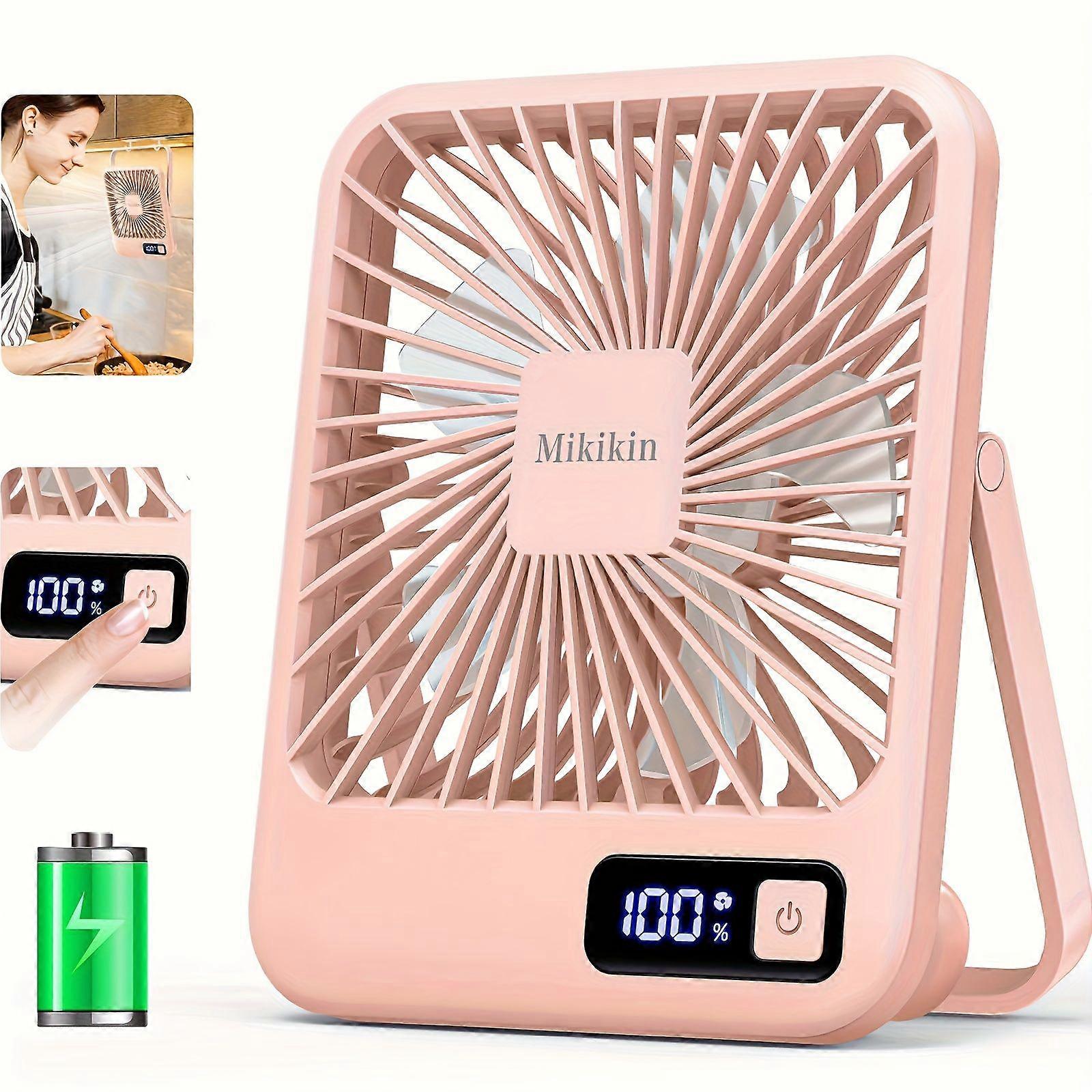 Mini-tischventilator, Ultraleise, 5 Geschwindigkeitsstufen, Starker Luftstrom, Usb-aufladbar, 1800 Mah Akku, Tragbarer Ventilator Mit Digitalanzeige Für Zuhause, Büro Und Auto
