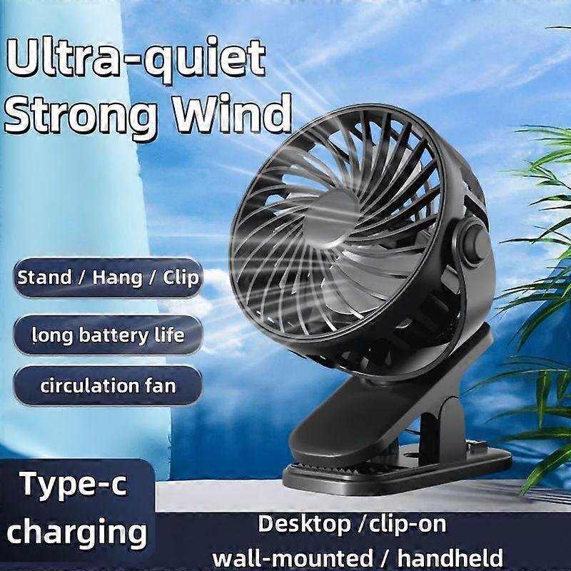 Tragbarer Clip-ventilator, 360° Drehbar, Usb-aufladbar, Leiser Betrieb, 3 Geschwindigkeitsstufen, Kompakter Clip-ventilator Für Zuhause, Büro, Autositz Und Camping, 1 Stück