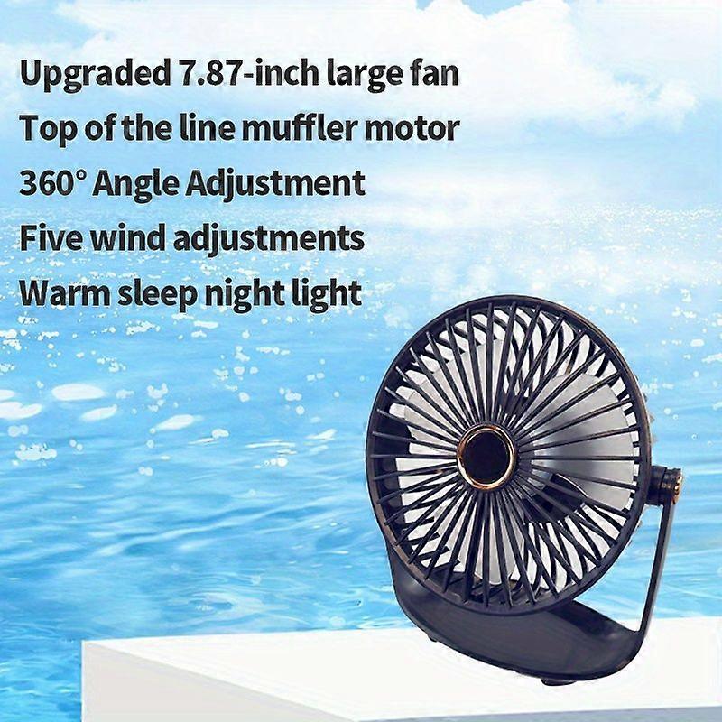 7,87-zoll-usb-tischventilator, Leiser Mini-ventilator Mit Extrem Langer Akkulaufzeit, Starker Luftstrom Für Büro, Studentenwohnheim, Schlafzimmer, Auto Und Outdoor-einsatz