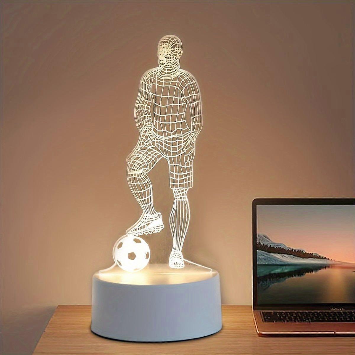 3d-tischlampe In Fußballspieler-form Aus Acryl, Led-nachtlicht Mit Usb-anschluss, Dekorative Innenbeleuchtung Für Schlafzimmer Und Nachttisch