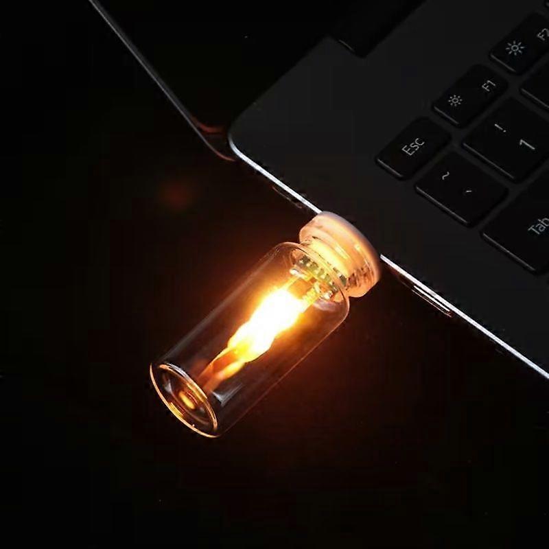 Usb-led-kerzenlicht Mit Realistischer Flamme, Touch-bedienung, Glasflaschen-nachtlicht, Tragbare Stimmungsleuchte Für Nachttisch, Auto, Partys, Geschenk