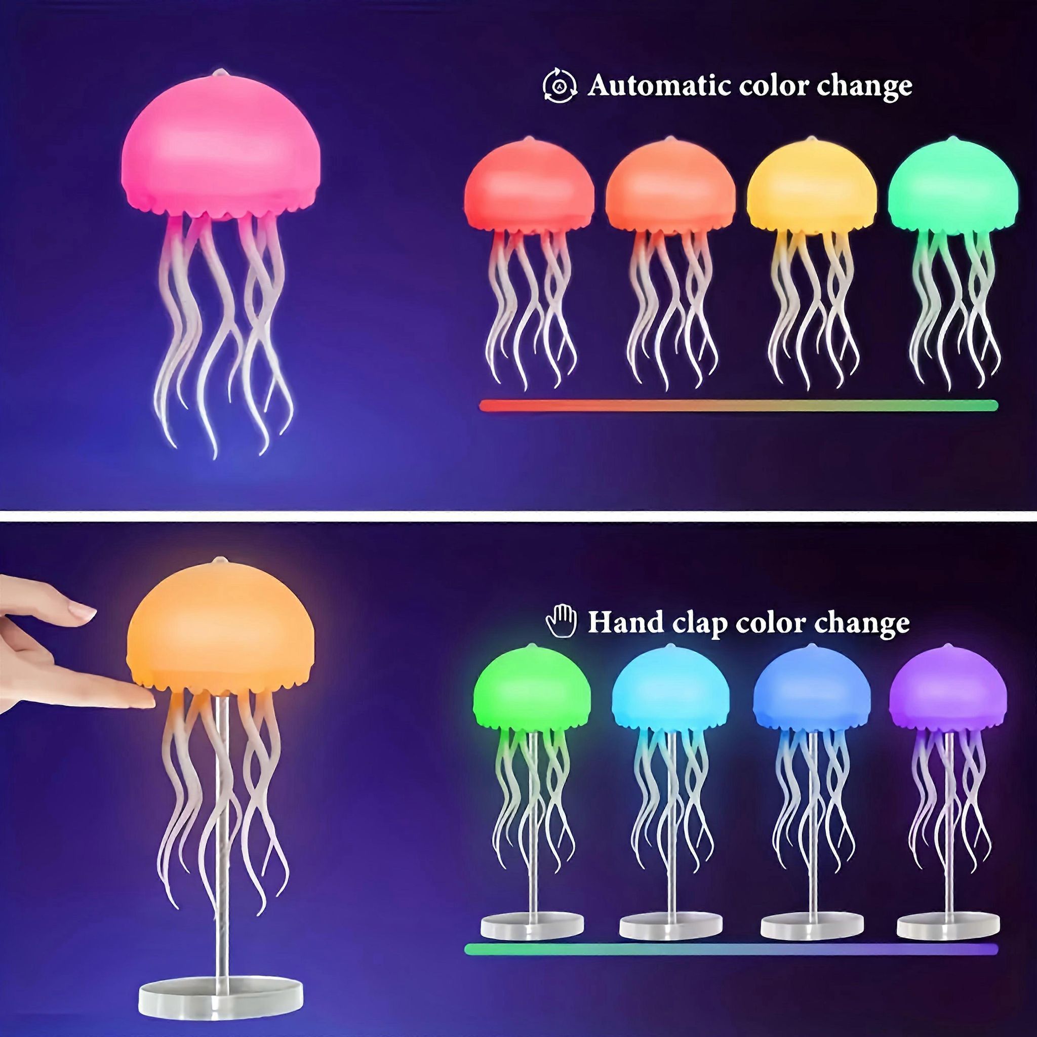 Dynamische Rgb-quallenlampe Mit Farbverlauf, 2 Lichtmodi (auto Und Soundaktivierung), Usb-ladefunktion, Lampenschirm Aus Kunststoff, Tastensteuerung Für Partys Und Andere Festliche Anlässe.