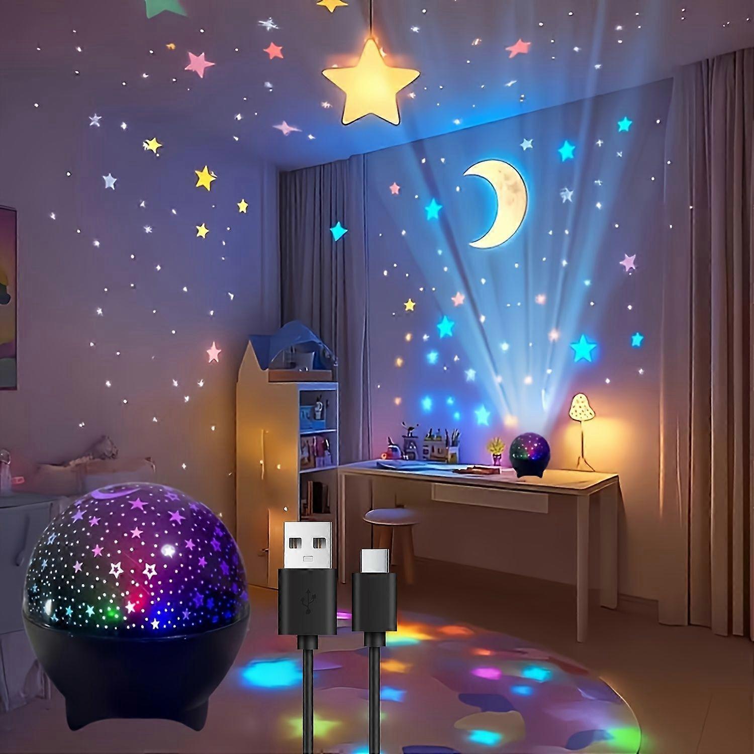 7-farben-sternenprojektionslampe, Usb-nachtlicht Mit Mond- Und Sternenmuster, Fantasy-galaxie-projektor Für Schlafzimmer, Spielzimmer Und Wohnzimmer, Weihnachtsgeschenk