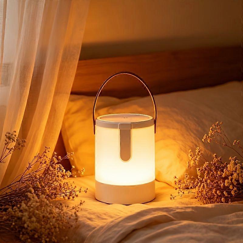 Intelligentes Led-nachtlicht Mit Uhr Und Wecker, Tragbare, Wiederaufladbare Zylinderlampe Mit Metallgriff, 1800-mah-akku, Zwei Modi Für Das Schlafzimmer