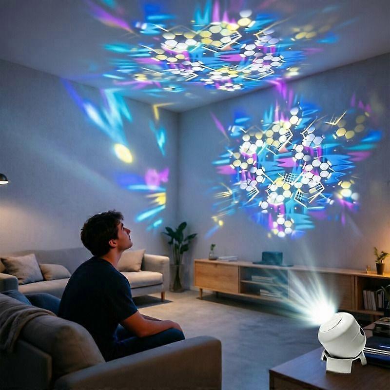Dynamisches Geometrisches Musterprojektions-nachtlicht, 360° Drehbare Usb-smart-leuchte Mit Farbenfrohen Waben-effekten Für Schlafzimmer, Wohnzimmer Und Bühnenbeleuchtung