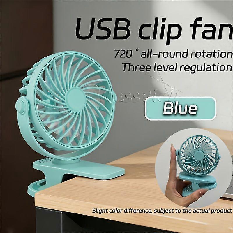 Usb-mini-ventilator Mit Clip, 720°-drehung, 3 Geschwindigkeitsstufen, Leise Kühlung, Tragbarer Ventilator Für Schreibtisch, Auto Und Unterwegs Mit Stabilem Clipfuß