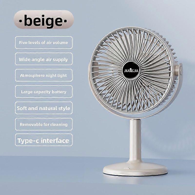 Faltbarer, Tragbarer Ventilator, Usb-wiederaufladbarer, Kabelloser Tischventilator Mit 5 Geschwindigkeitsstufen Und Led-licht, Batteriebetriebener Faltventilator Für Das Homeoffice