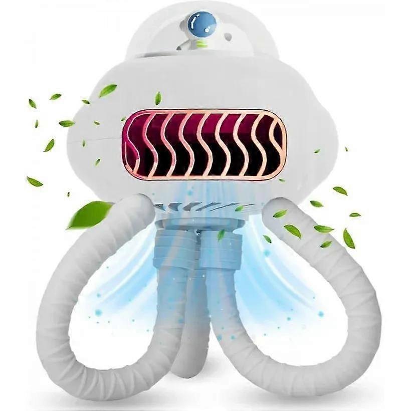 Tragbarer Ufo-ventilator Mit Oktopusbeinen, Weißer Tischventilator Im Astronauten-design, Wiederaufladbarer Akku Für Bis Zu 8 Stunden Kühlung