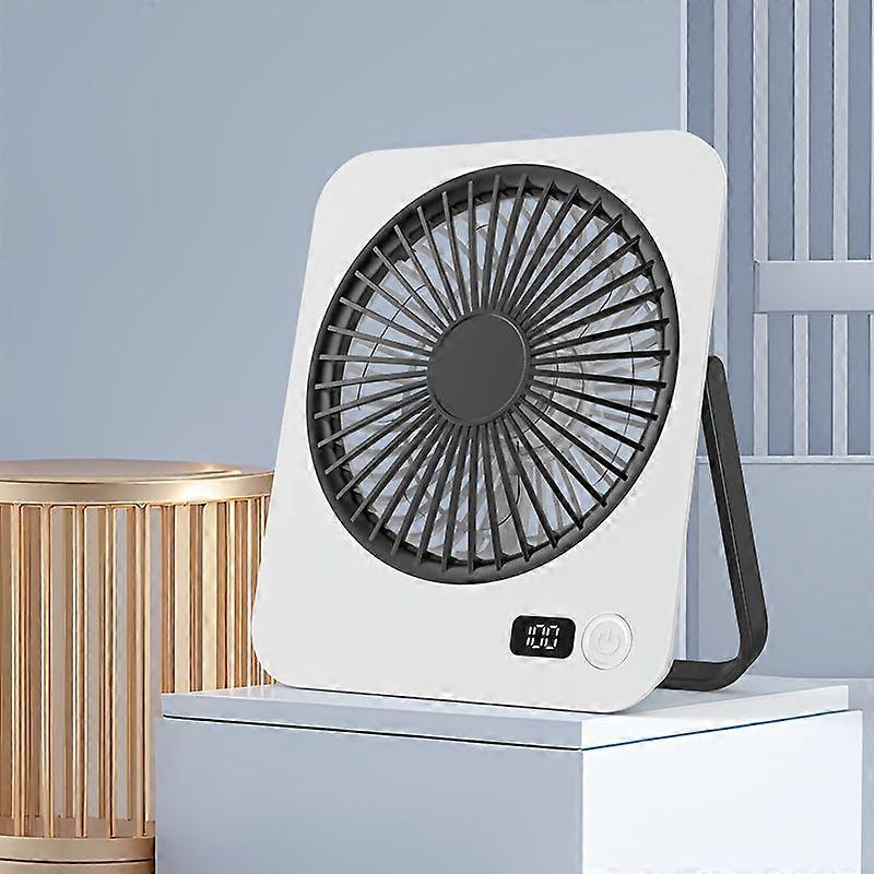 Wiederaufladbarer, Tragbarer Tischventilator Mit Usb-anschluss, 5 Geschwindigkeitsstufen, Leiser Mini-ventilator Mit Led-digitalanzeige, Um 180 Grad Drehbar, Schnelle Kühlung, Wandmontierbar, Ideal Fü