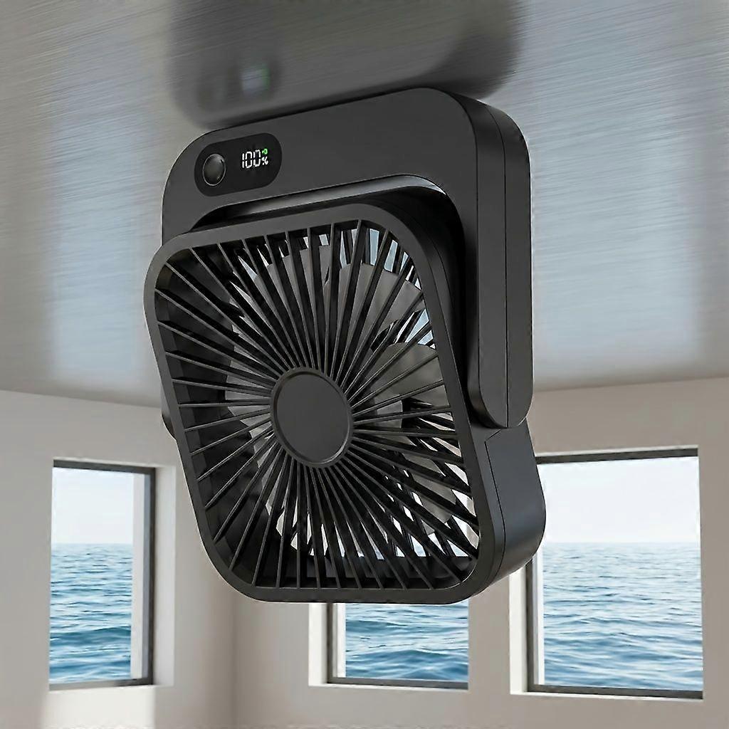 Wiederaufladbarer Magnetventilator (5000 Mah), 5 Geschwindigkeitsstufen, Leiser, Kreuzfahrttauglicher Reiseventilator Mit Digitalanzeige