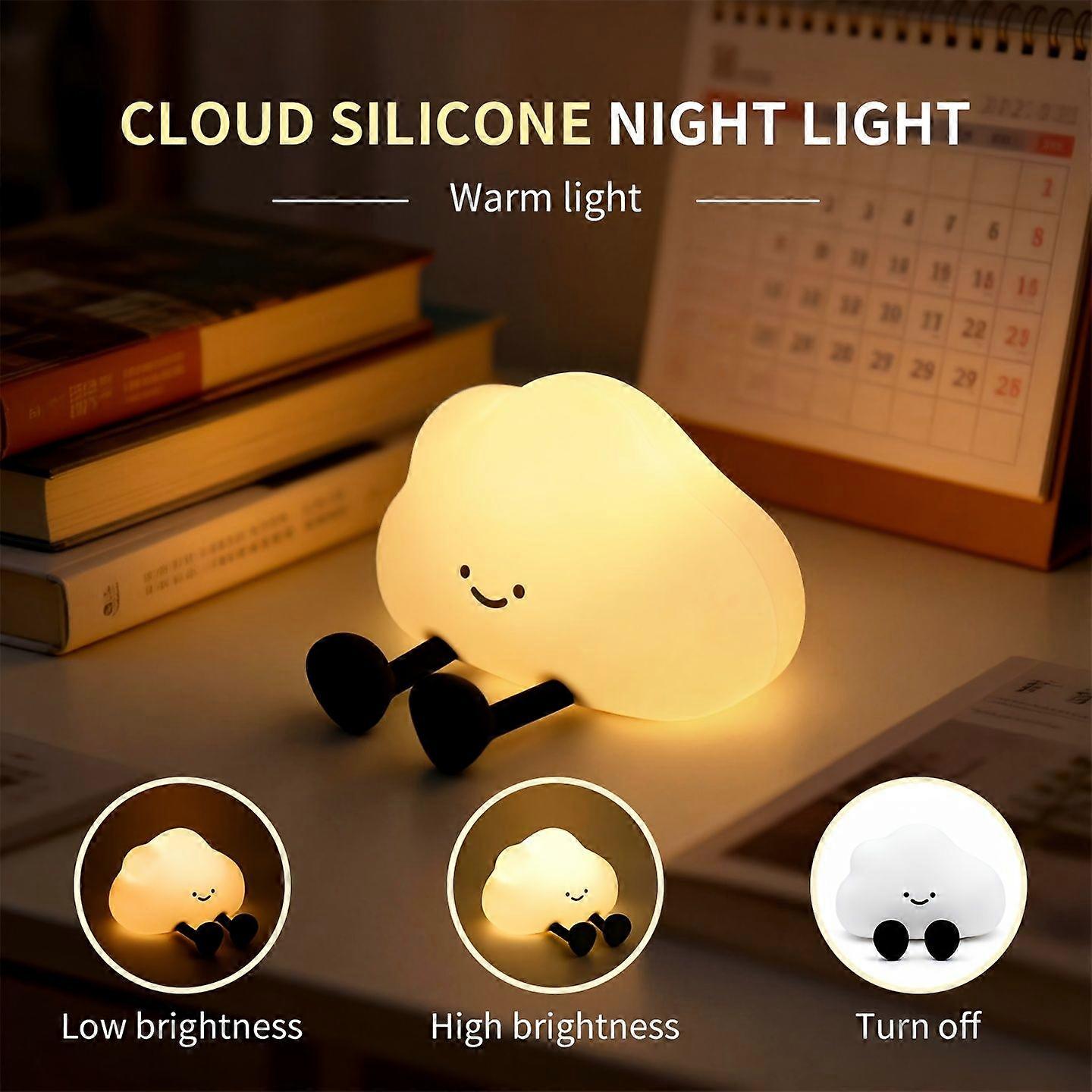 Wolkenförmige Silikon-nachtlampe, Usb-wiederaufladbar, Dimmbar In 2 Stufen, Mit Smiley-gesicht, Lustige Deko Für Büro, Schlafzimmer, Geburtstagsgeschenk