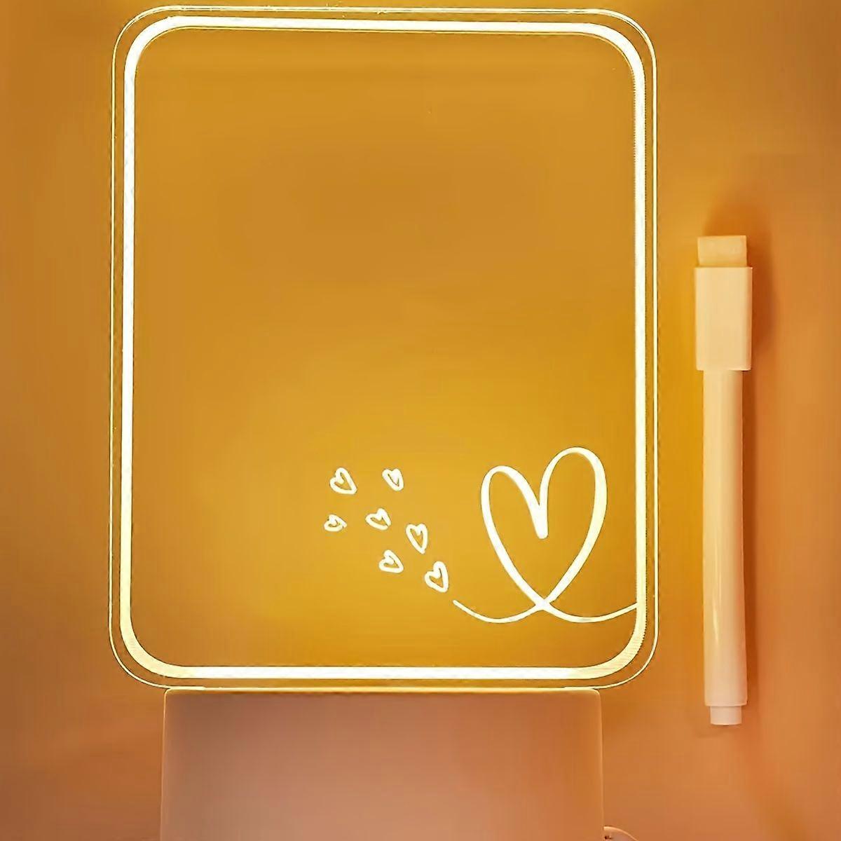 Herzförmiges 3d-led-nachtlicht Mit Abwischbarem Stift, Warmweiße Nachrichtentafel, Nachttischlampe Für Schlafzimmer, Ideales Geburtstagsgeschenk, Sofort Einsatzbereit
