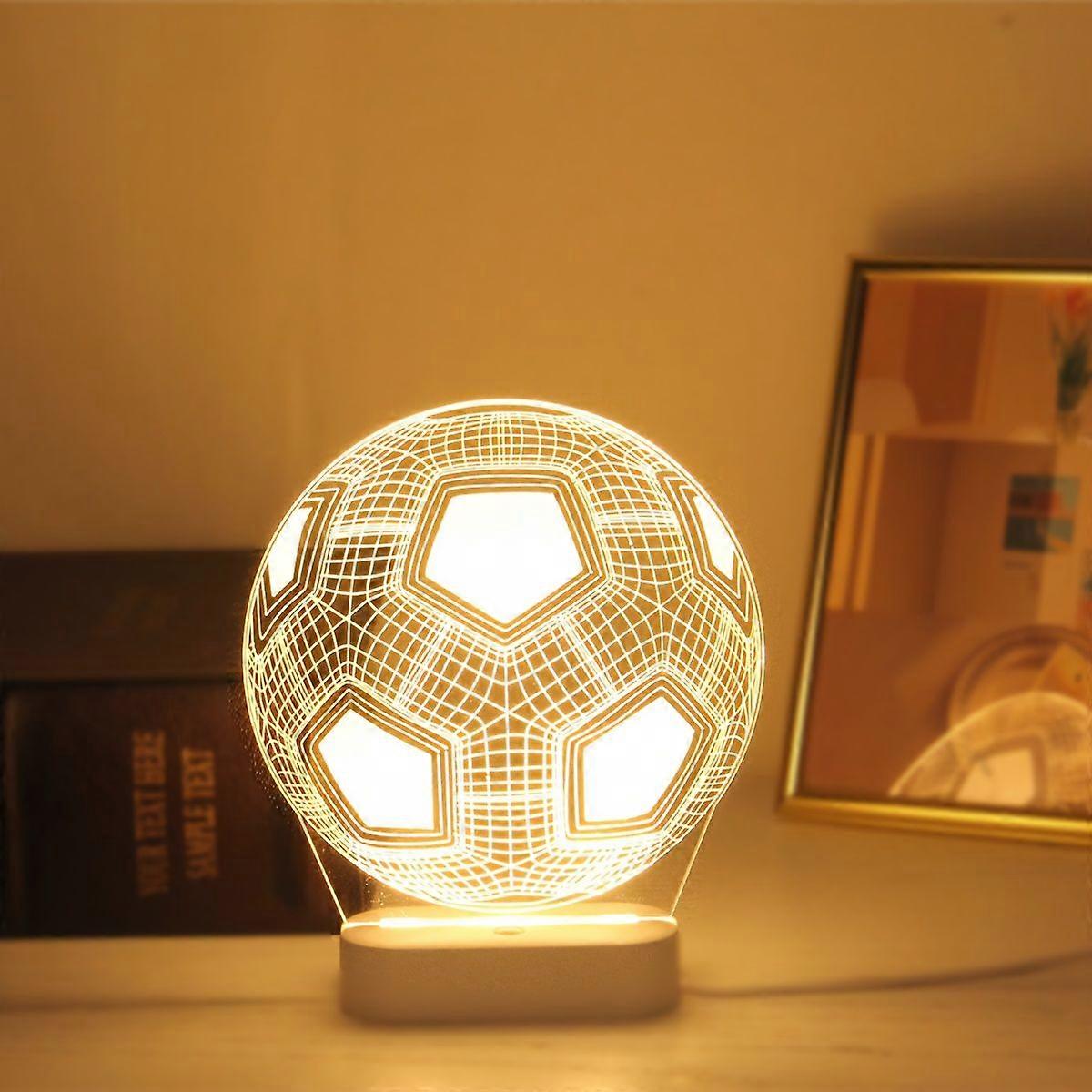 3d-leucht-nachtlicht In Fußballform, Sport-tischlampe Mit Geometrischem Muster, Kreative Wohndekoration