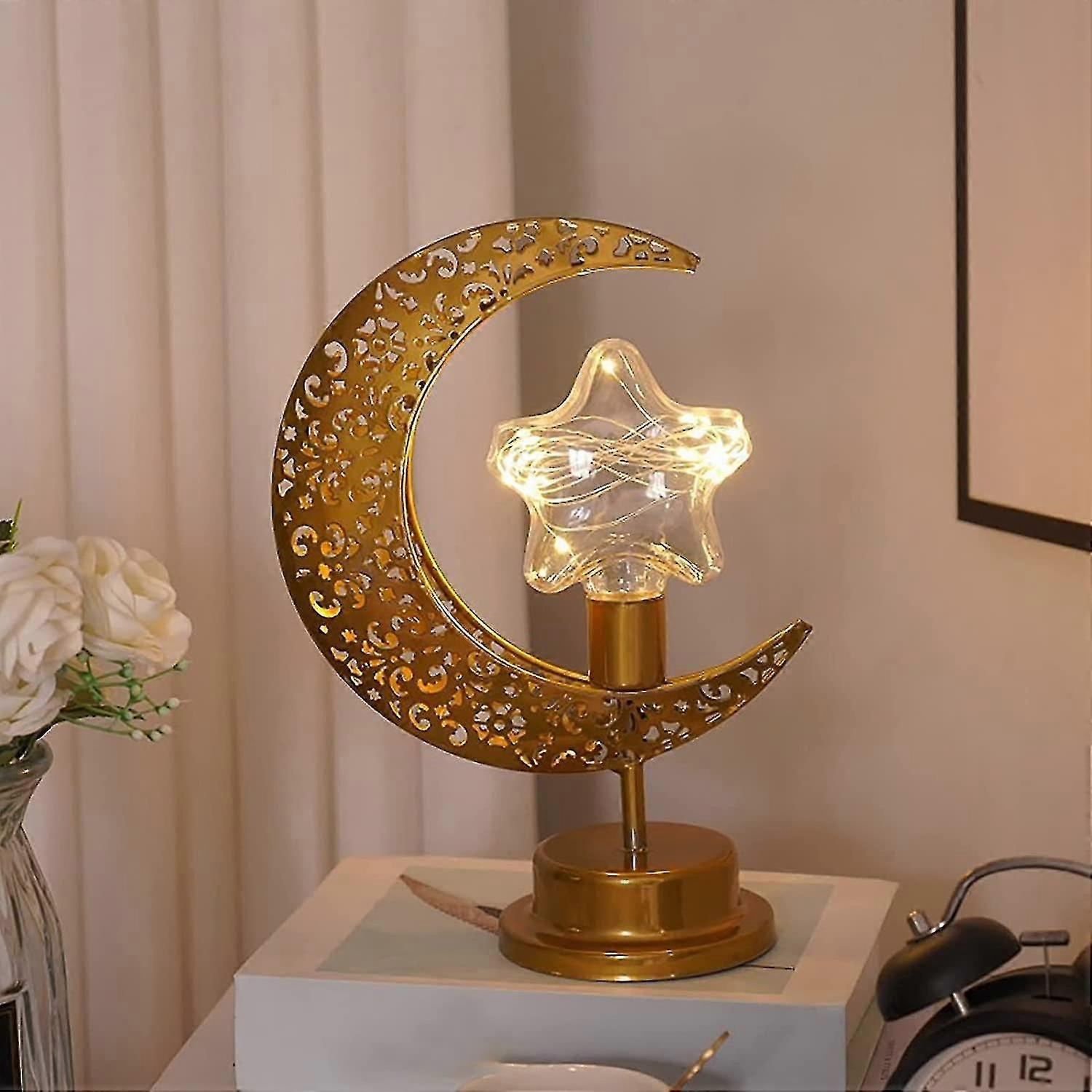 Ramadan-mondlampe, Hängende Led-tischlampe Mit Mond- Und Sternenmotiv, Ramadan-halbmondlampe Aus Eisen, Dekoration Für Eid