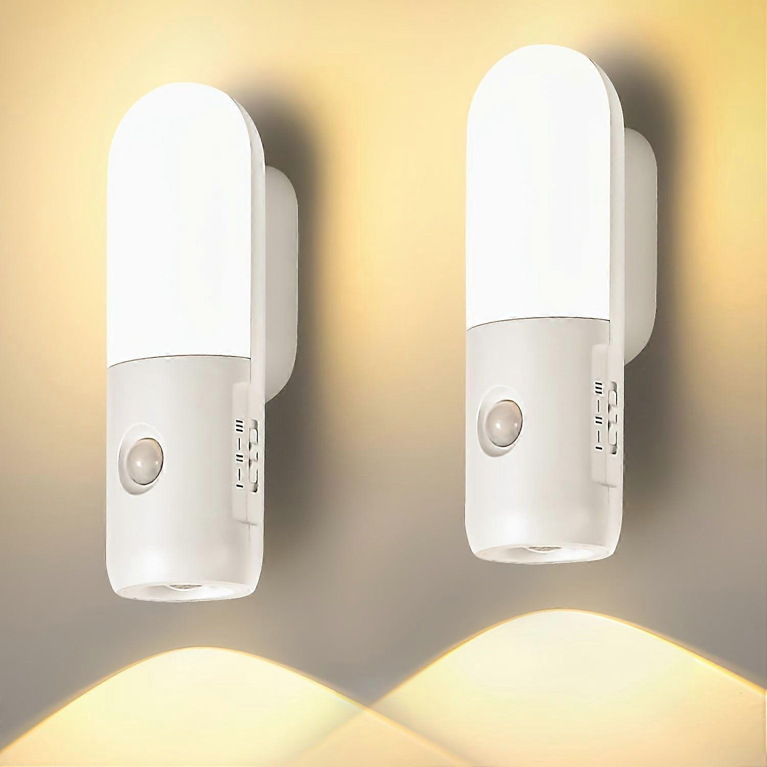 Wiederaufladbares, Dimmbares Led-nachtlicht Mit Bewegungsmelder Und 1200-mah-akku, 3 Farbtemperaturen Und Helligkeitsstufen, 2er-pack Für Schlafzimmer, Badezimmer Und Flur