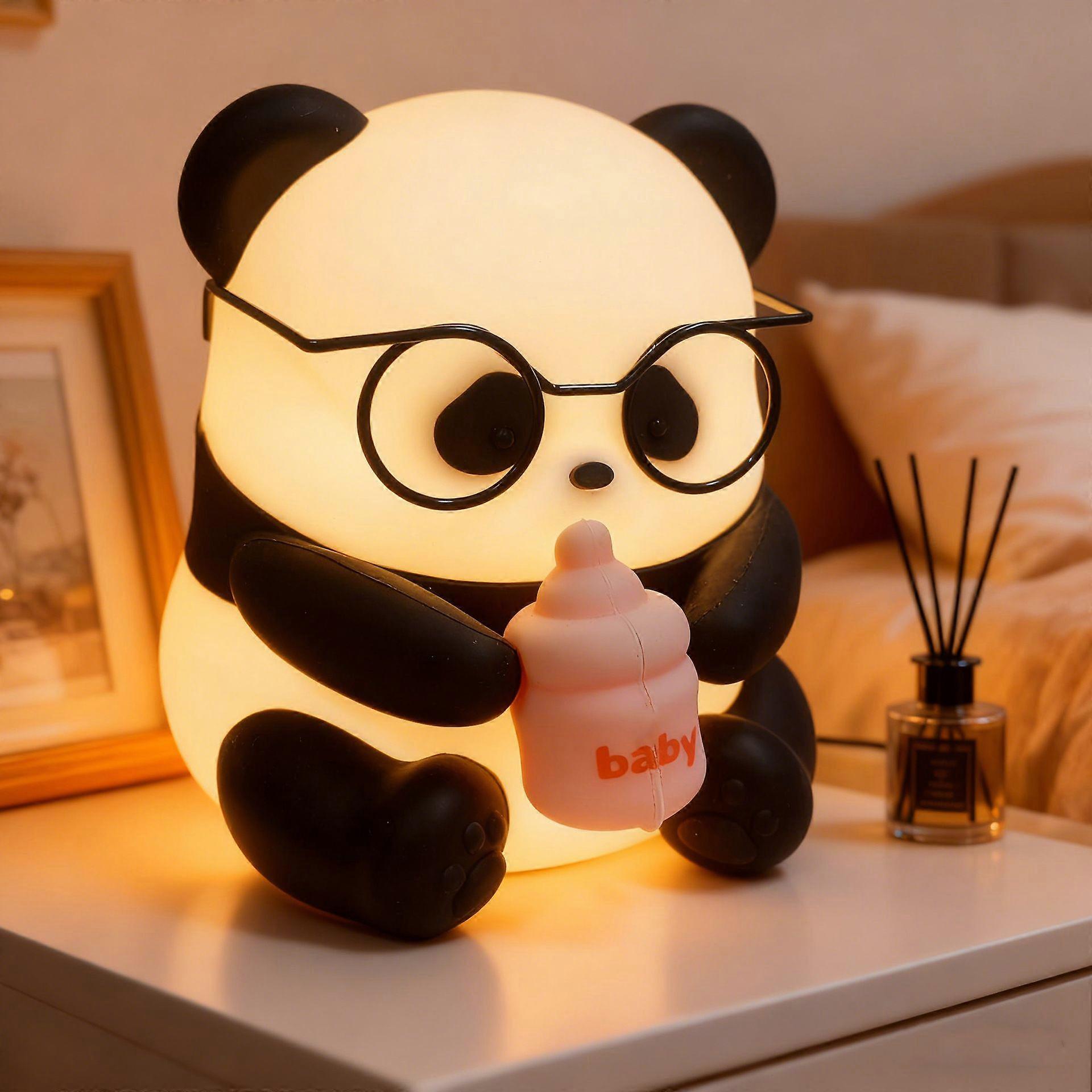 Wiederaufladbares, Niedliches Panda-nachtlicht, 3-stufig Dimmbar Mit Timer, Silikon-nachtlampe In Tierform Für Stillende Kleinkinder