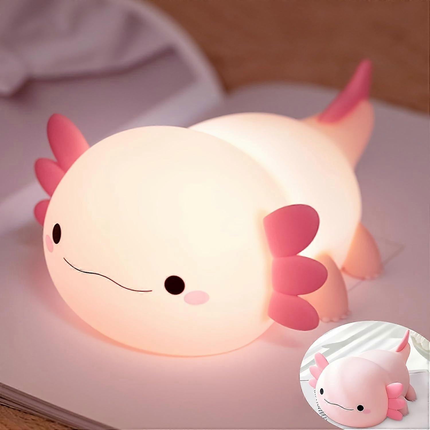 Wiederaufladbares Axolotl-led-nachtlicht Mit Usb-anschluss, Silikon-tischleuchte Mit 2 Helligkeitsstufen, Touch-steuerung, Ideal Für Zimmer, Büro Oder Als Geburtstagsgeschenk.