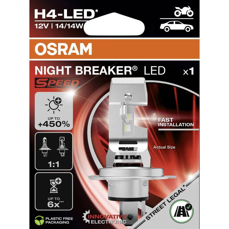 [neuwertig] B-ware Osram Led Leuchtmittel Night Breaker Led Speed H4 12v Kaltweiß 1650lm 6000k