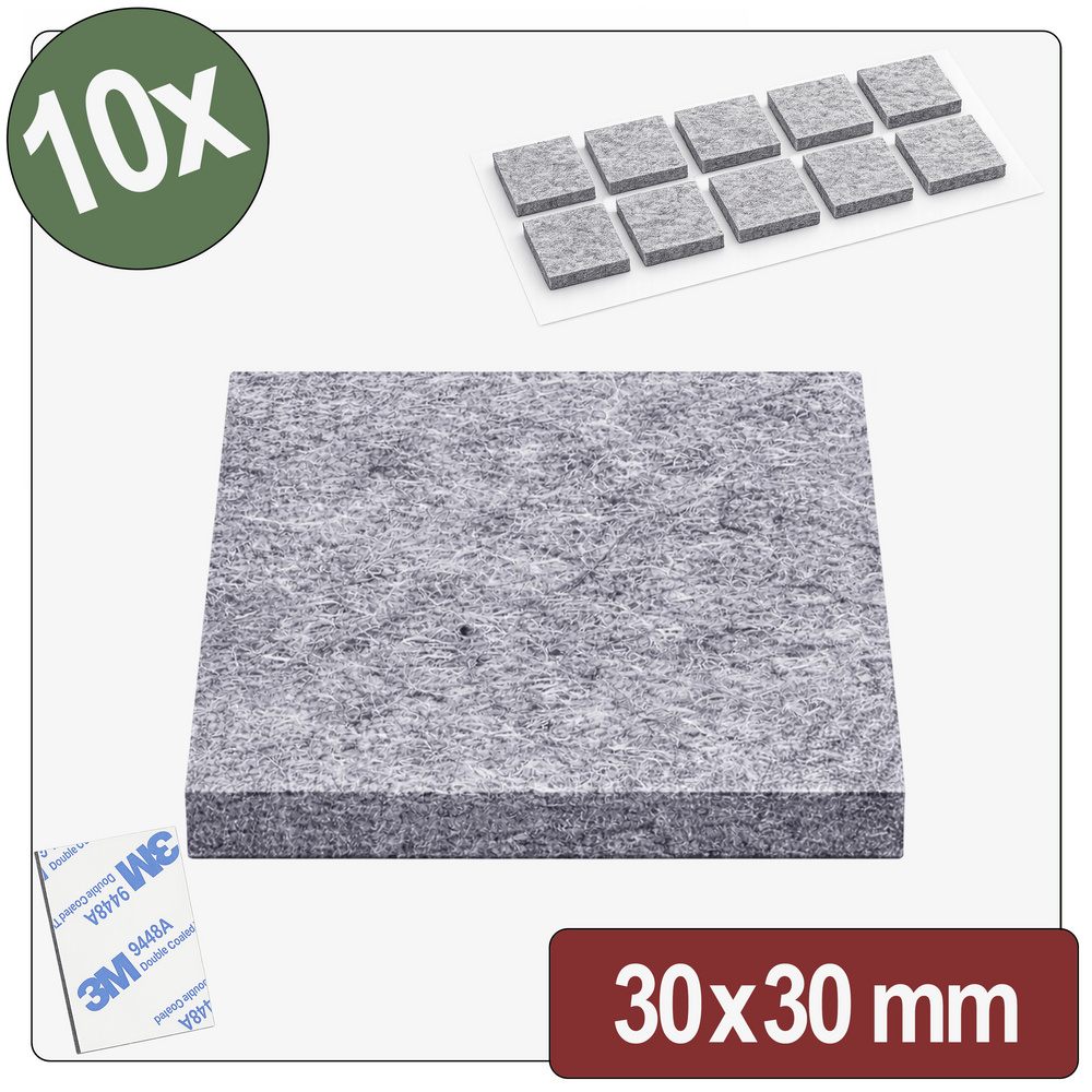 Quadrios 26sa111 Filzgleiter Selbstklebend, Rund Grau (l X B X H) 30 X 30 X 4 Mm 10 St.