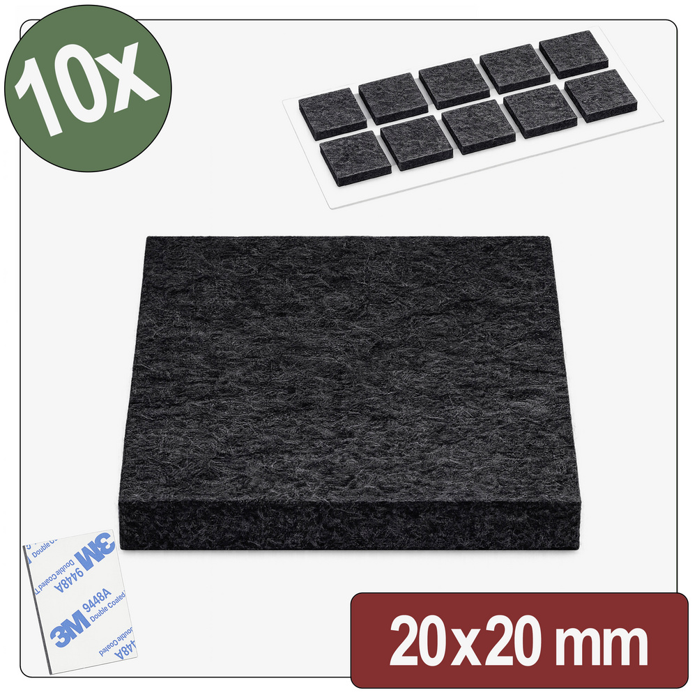 Quadrios 26sa132 Filzgleiter Selbstklebend, Rund Schwarz (l X B X H) 20 X 20 X 4 Mm 10 St.