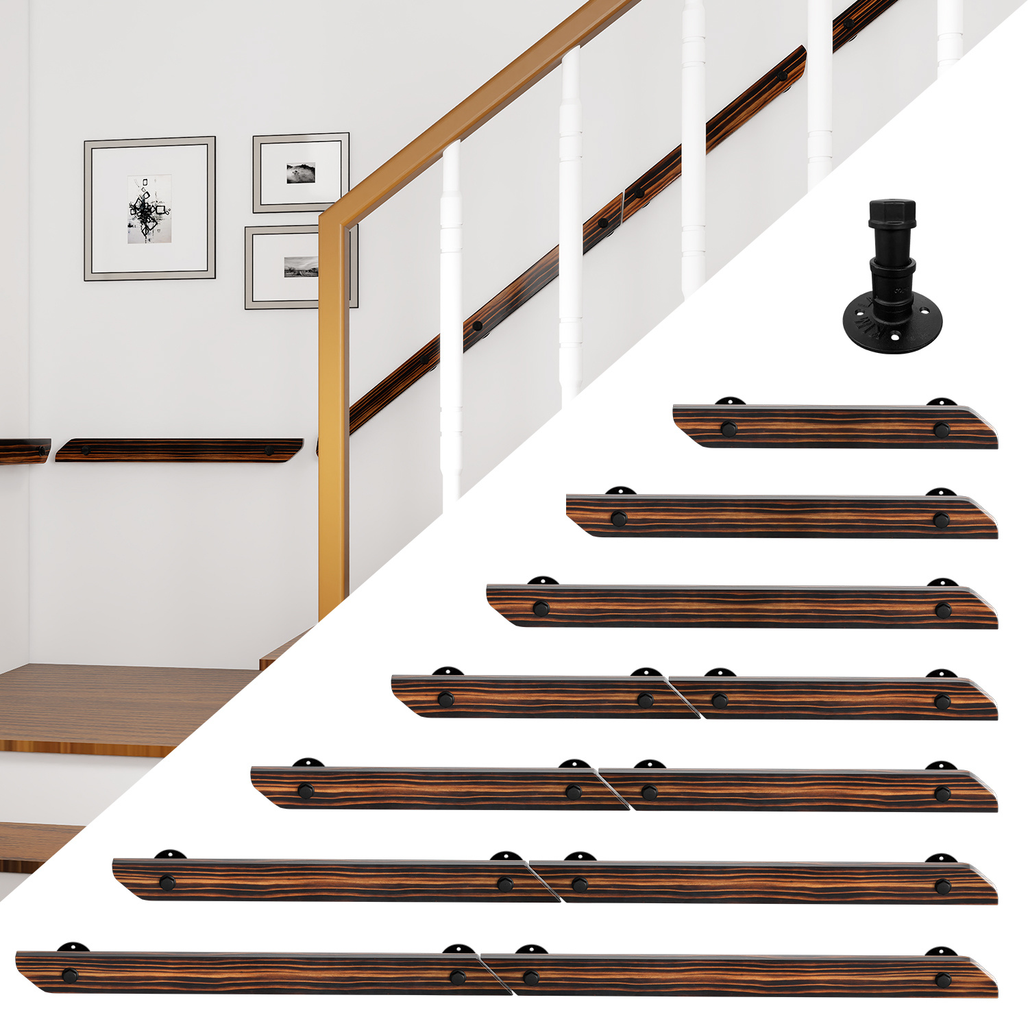 Randaco Wandhandlauf Für Treppen 180 Cm, Geländer-handlauf Mit Wandhaltern, Für Innen- Und Außenbereich, Kürzbar, Befestigungszubehör Inklusive