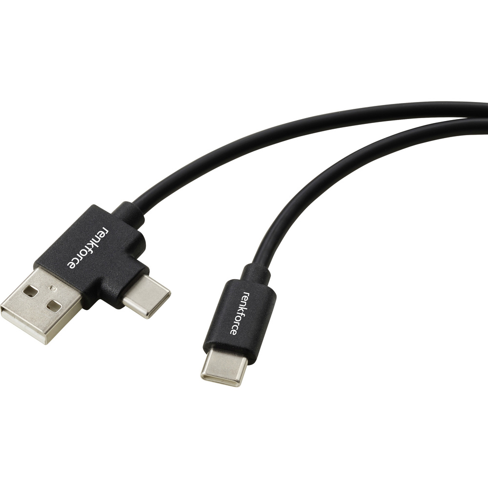 Renkforce Usb-kabel Usb 2.0 Usb-c® Stecker, Usb-a Stecker 2.00 M Schwarz Rf-7116122