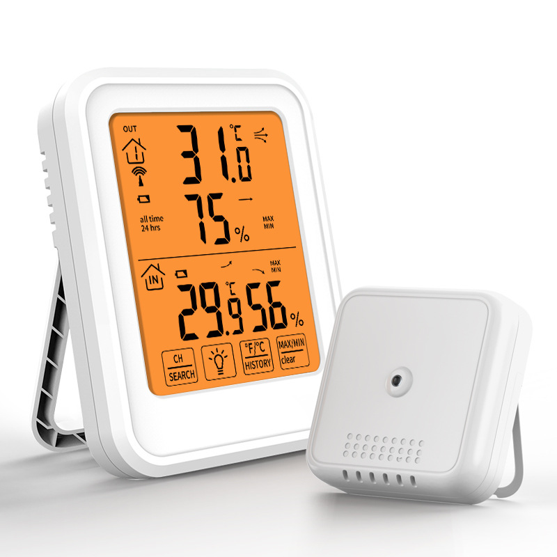 Crea Digitales Thermometer-hygrometer, Innen- Und Außenthermometer-hygrometer Mit Drahtlosem Außensensor, ℃/℉-lcd-display Mit Hintergrundbeleuchtung, Für Büro, Zuhause, Schlafzimmer – Weiß