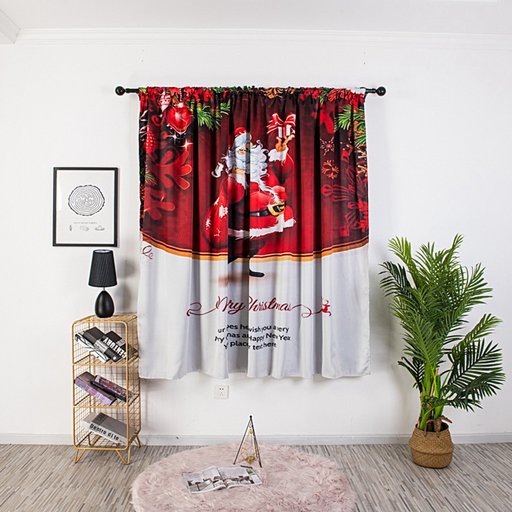 Niedlicher Weihnachtsvorhang Für Zuhause, Fenstergardine, Badezimmer-partydekoration, 140 X 130 Cm, Rot