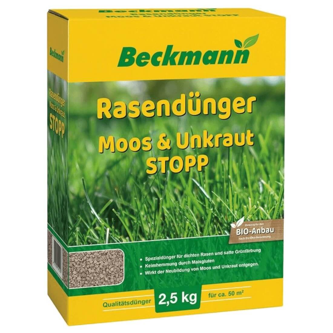 Beckmann Rasendünger Moos & Unkraut Stopp 2,5 Kg Anti Moos Unkraut Vernichter