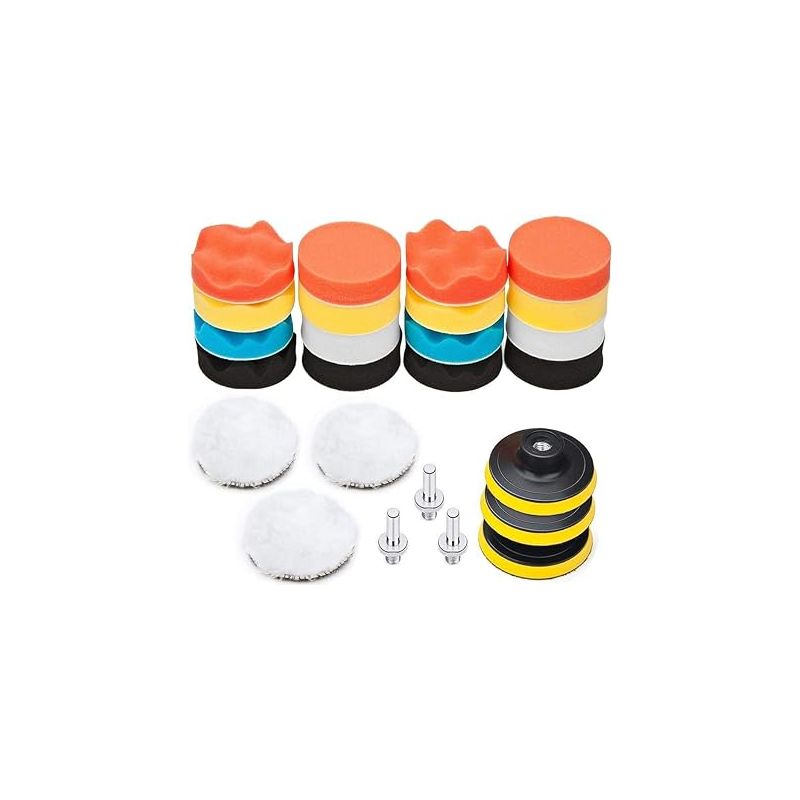 – 25-teiliges Autopolierset – 75-mm-schwämme Und -scheiben – M10-bits Für Bohrmaschinen Und Schleifmaschinen – Metallreinigung Und -politur