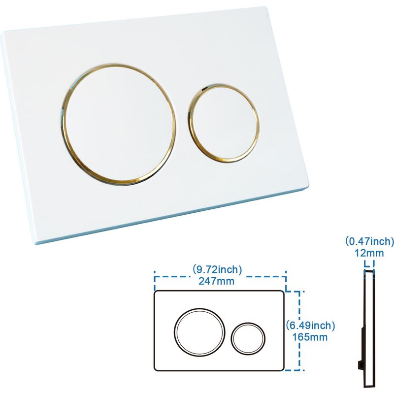 Versteckte Abdeckung, Weißer, Glänzender Goldring, Toilettenfüllknopf