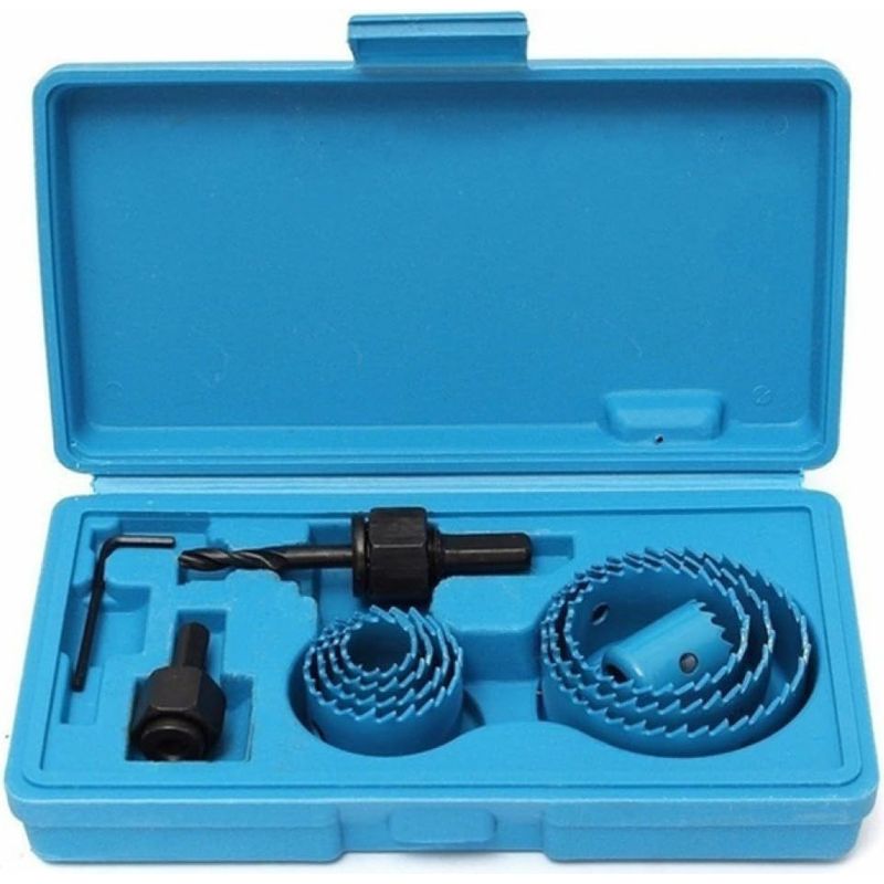 11-teiliges Lochsägen-set Aus Bimetall-kohlenstoffstahl, 19–64 Mm Lochsägen-set Im Koffer Für Holz, Gipskarton Und Blaue Gipskartonplatten, 25 Mm Schnitttiefe