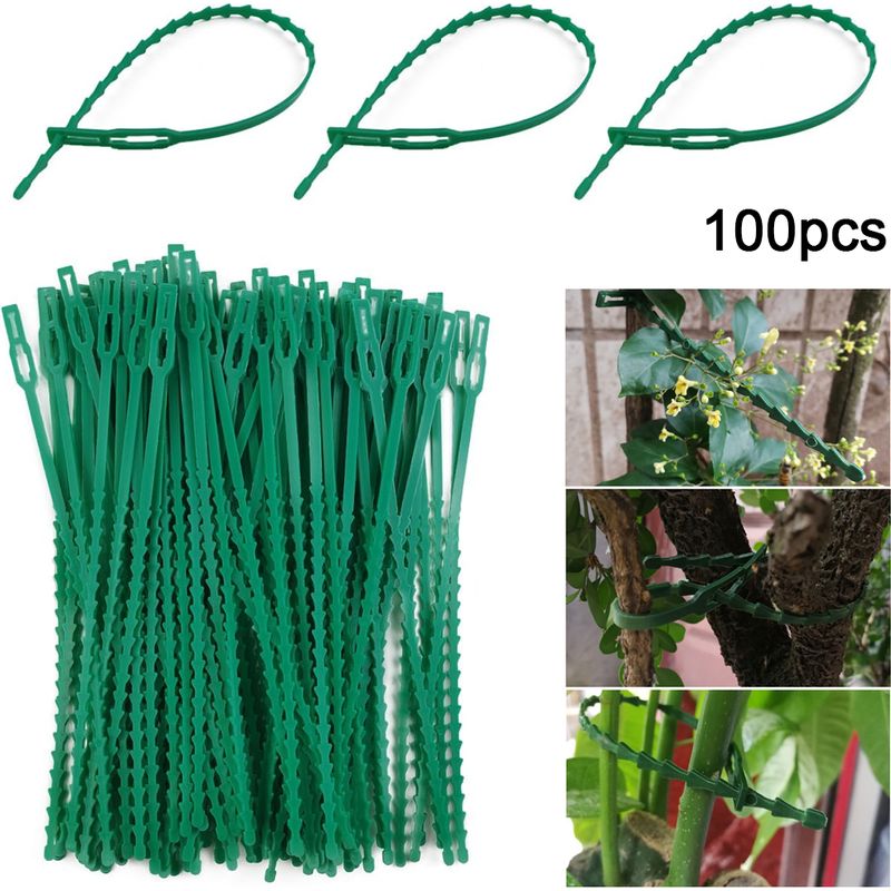 100 Stück Verstellbare Gartenbinder 22 Cm – Wiederverwendbare Kunststoffbinder Zur Unterstützung Von Kletterpflanzen, Tomaten, Sträuchern Und Anderen Pflanzen