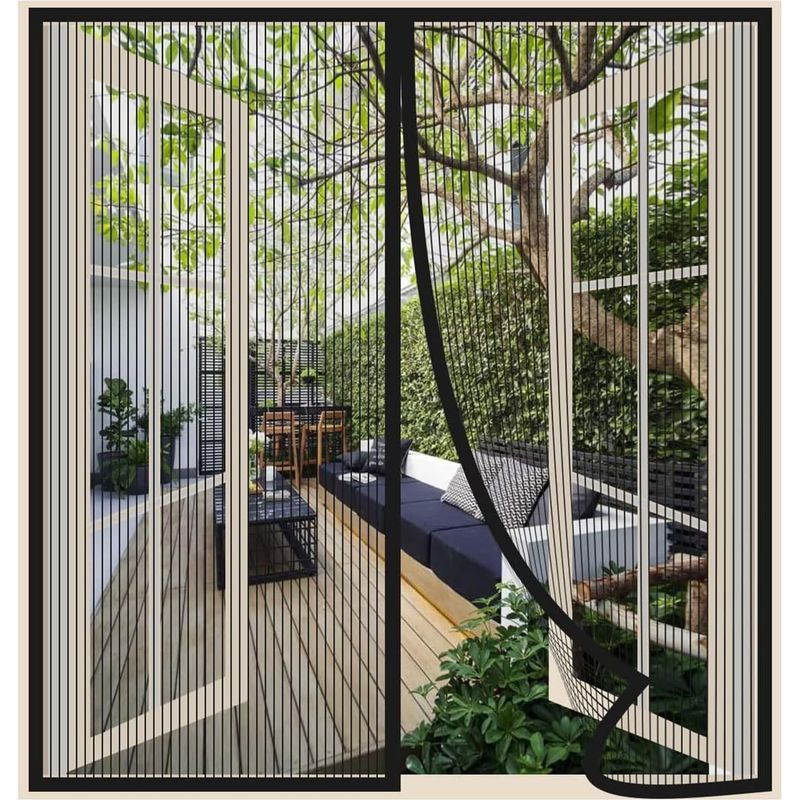 Moskitonetz Für Türen Und Fenster, 110 X 130 Cm – Selbstschließende Magnete – Ultradünnes Und Strapazierfähiges Material – Einfache Montage In 3 Minuten Mit Klebstoff – Ideal Für Den Sommer – Schwarz