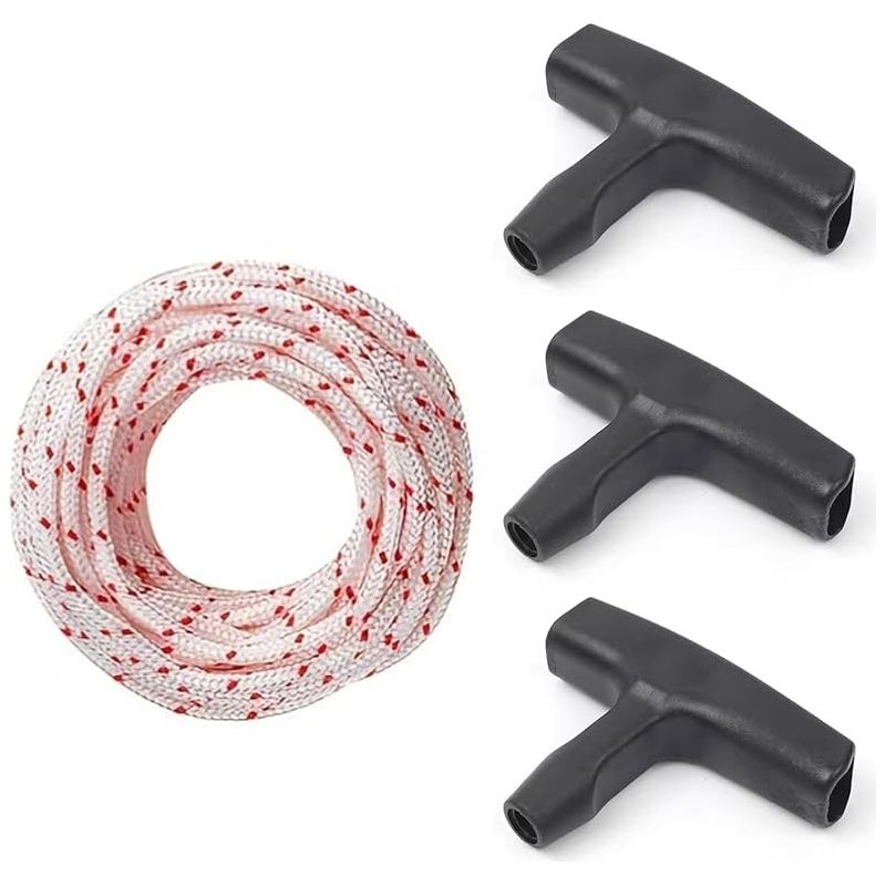 10 Meter Langes Rückstoßstarterseil 3,0 Mm, Starterseil Mit 3 Startgriffen Für Rasenmäher, Kettensäge, Freischneider Und Schneidmotoren