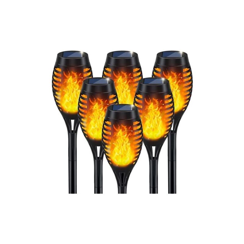 6er-pack Solarbetriebene Gartenfackeln Für Den Außenbereich, Zur Dekoration Und Beleuchtung Des Gartens.