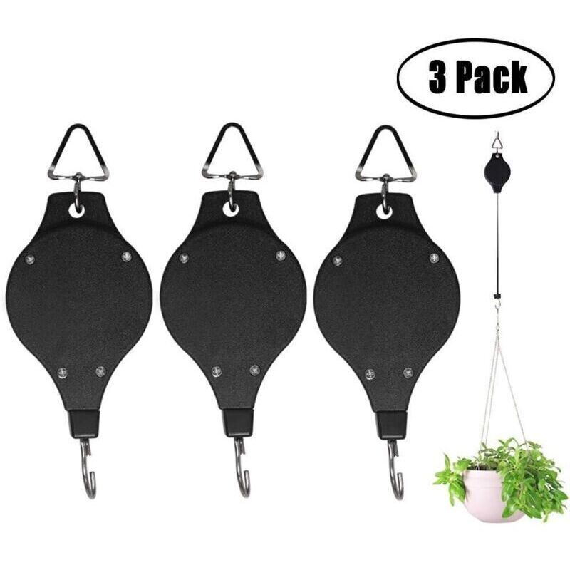 Robuste, Leicht Zugängliche Pflanzenrolle Einziehbare Rolle Für Hängeblumenampeln Und Gartenampeln (3er-set). Debuns