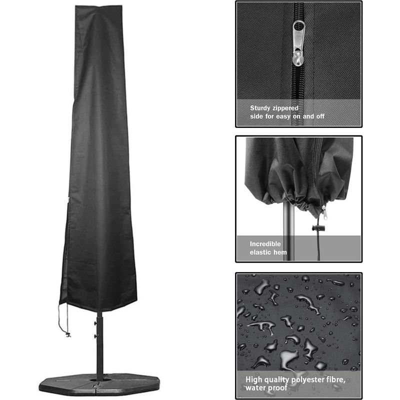 Sonnenschirmhülle 220 X 30 X 50 Cm – Wasserdichtes, Reißfestes 210d Oxford-gewebe – Runder Schutz Für Sonnenschirme Mit ⌀ 400 Cm Durchmesser / Rechteckige Sonnenschirme Mit 240 X 330 Cm – Verstärkter