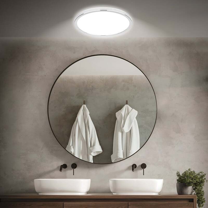 [gebraucht] B-ware Briloner Deckenlampe Led Pulap Chromfarben/weiß Lampe Leuchte Ø42cm Ip54