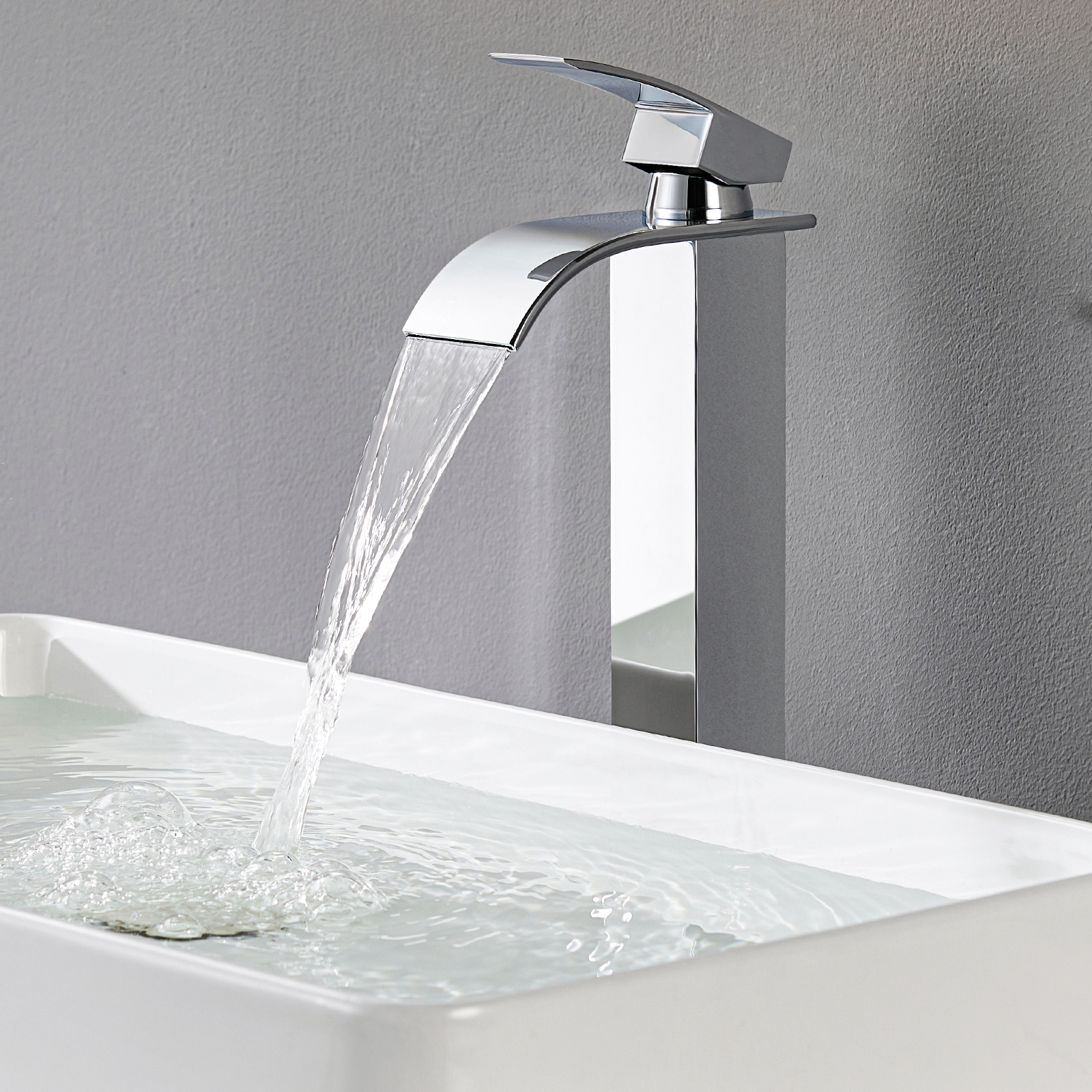 Cecipa Max Badarmatur Wasserfall Wasserhahn Bad, Chrom Xl Waschtischarmatur Einhandmischer Armatur Waschbecken