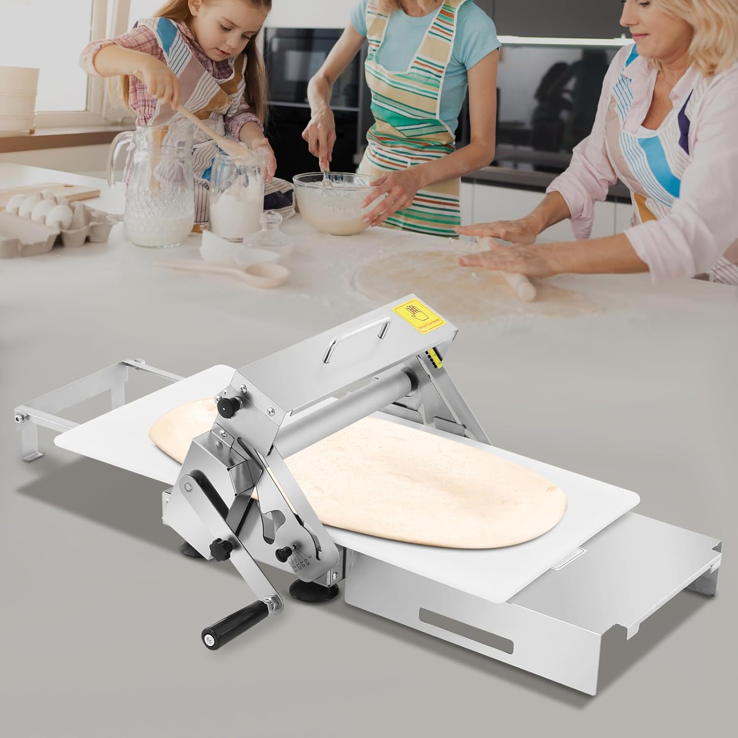 Manuelle Teigausrollmaschine Mit Einstellbarer Dicke Von 0–25 Mm, Teigmaschine Aus Edelstahl Teigausroll Blätterteig Maschine, Faltteigmaschine Für Croissants Und Pizzabäckereien